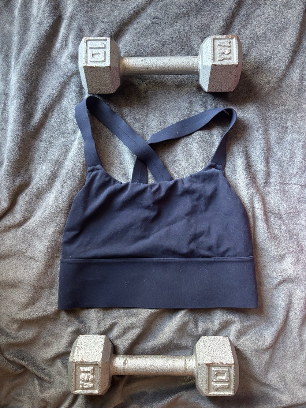 Athleta Deep Navy Cross-Strap Long Line Sports Bra